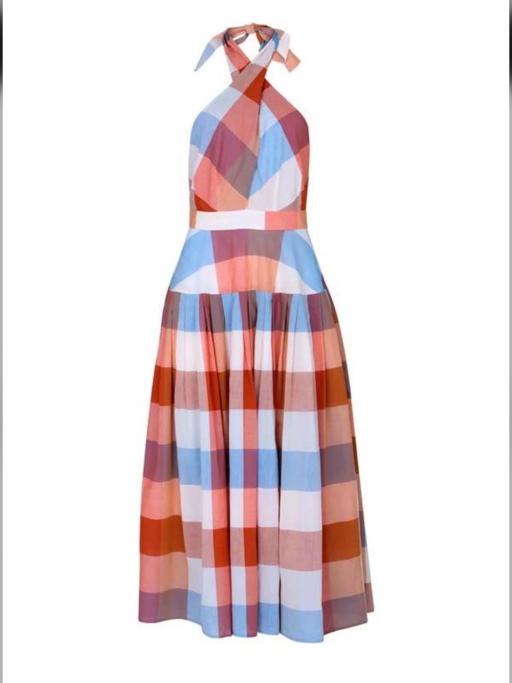 HUNTER BELL Multicolor Gingham Halter Backless Midi Dress - Picture 8 of 11